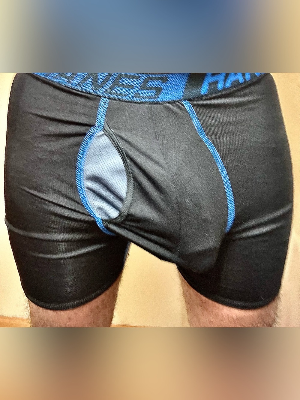 Hanes Black Boxer Briefs with Blue Accents